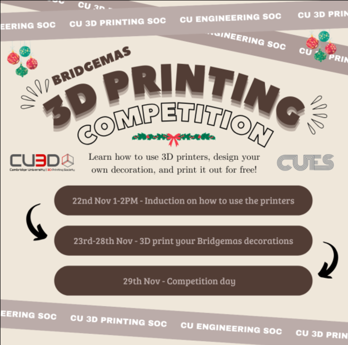 CUES X CU3D Bridgemas 3D printing competition